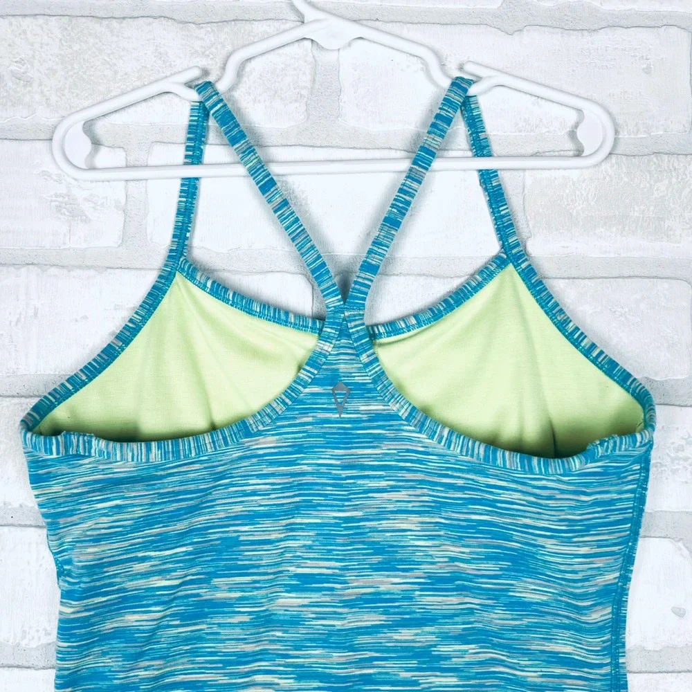 Ivivva Girls Space Dye Activewear Tank Top Blue Teal Racerback Shelf Bra Size 12